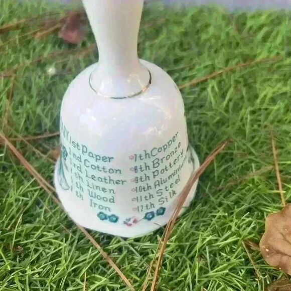 White 5.5" Ceramic Anniversary Bell with Each Year - Picture 8 of 8